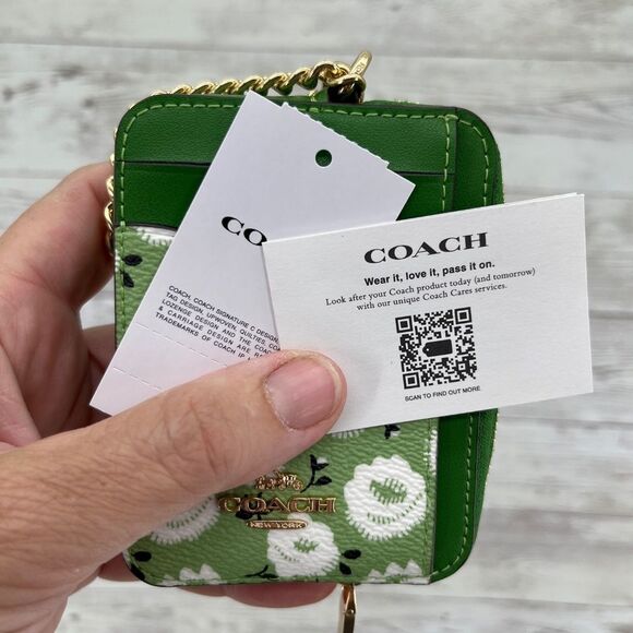 Coach Zip Card Case With Floral Print Wallet Bag Purse - Picture 4 of 6